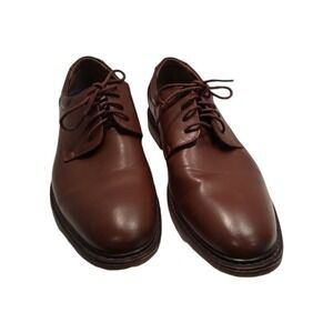 Hugo Vitelli Mens 10.5M Brown Leather Derby Dress Shoes Plain Toe Lace Up Oxford